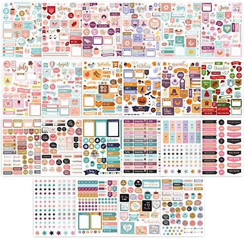 Adesivos de planejador mensal estético - mais de 1100 acessórios de design bonitos aprimoram e simplificam seu planejador,