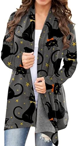 Blusa casual de Halloween feminina Casual Cardigan Cardigan Cardigan Tops de manga comprida