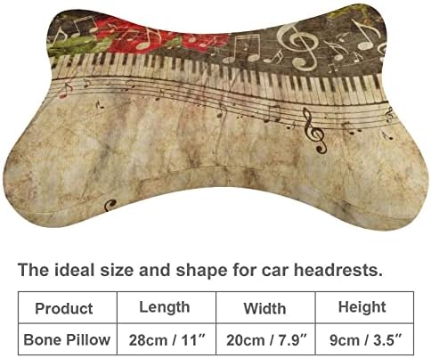 Chaves de piano com notas musicais Almofada de pescoço de carro 2 PCs Local de pescoço de cabeça respirável Coscada universal