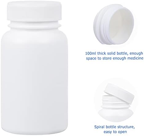 Garrafas de comprimidos vazias com tampas, frascos de medicamento prescrito 20pcs 100ml recipientes de armazenamento de pílula garrafa