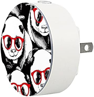 2 Pacote de plug-in nightlight night night leve panda preto branco com sensor do anoitecer para o quarto para o quarto de crianças,