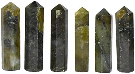 Pirâmide Tatva Ponto de cristal Varda de massagem polida de lápis Obelisco-Labradorita 1-1,5 polegada/ 2,54 cm Wt.5-10