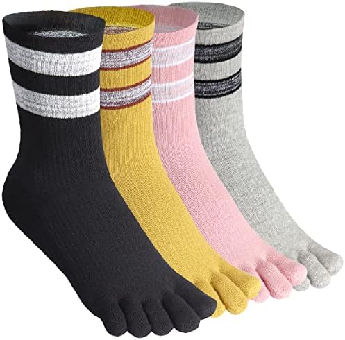 Meaiguo feminino meias de dedo do pé para executar cinco meias com algodão atlético 4 pares