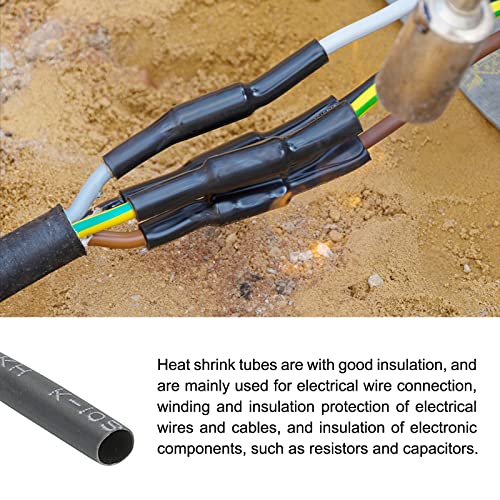 Tubulação de encolhimento de calor de rebote 2: 1 embrulho de tubo de cabo, [para proteção de isolamento elétrico] - 2mm dia/30mm/preto