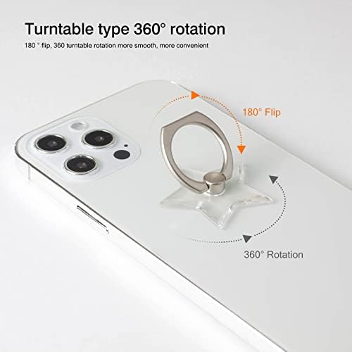 [2 pacote] Transparente Stay Stay Stain Ring Teller do anel de dedo de cinco pontas, rotação de 360 ​​graus e ponta de anel de