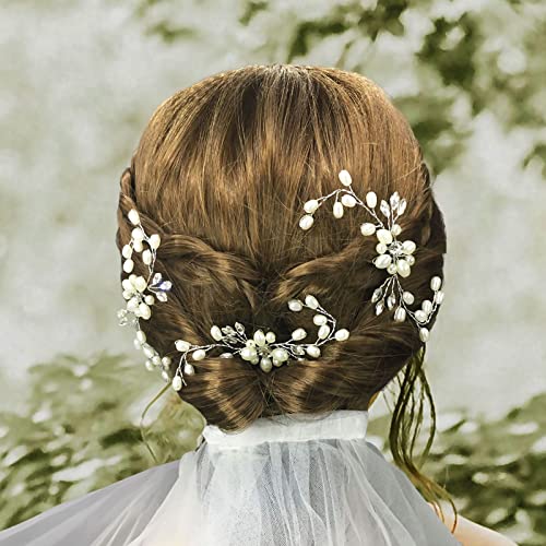 Queounr Pearl Bridal Hair Pins, clipes de cabelo de 3pcs de casamento acessórios de cabelo decorativos com strass-cabeça