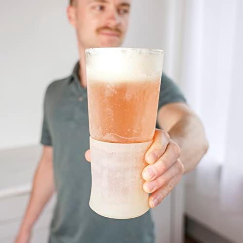 Host Freeze Beer Freezer Gel Chiller Dupla Parede Duplo Conjunto de Pint Frozen de 2, 16 oz, Vidro Branco 2-Pack