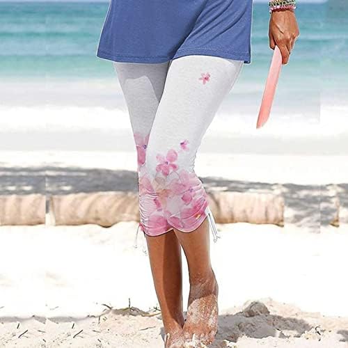 Capri para mulheres Casual Casual Summer Elastic Caprind Leggings Batelando o manguito ativo Stretch Slim Cropped calça