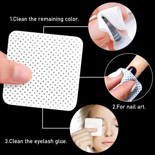 Ligas sem lenços de unhas, Xilazab 1000pcs Removedor de esmalte premium lixo lixo de tecido não tecido seco almofadas de