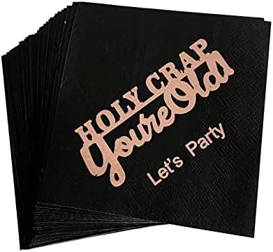 40pcs Decorações de festas de feliz aniversário papel guardanapos descartáveis ​​preto e rosa ouro 5x5 polegadas