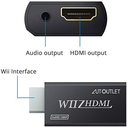 AUTOutlet Wii HDMI Converter Adaptador HDMI Suporte 720p 1080p Com 3,5 mm de adaptador de saída de vídeo de áudio hd compatível
