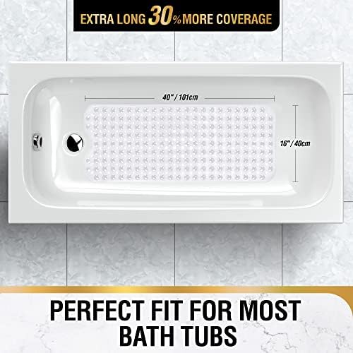 Hitslam Bath Bath para banheira, tapete de banheira sem deslizamento, tapete de banheira extra longa de 40 x 16 polegadas,