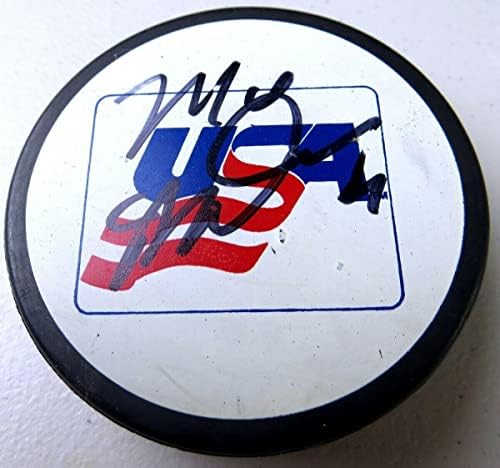 Mike Modano assinou autografado hóquei puck Team USA Stars Red Wings JSA UU52293 - Pucks de NHL autografados