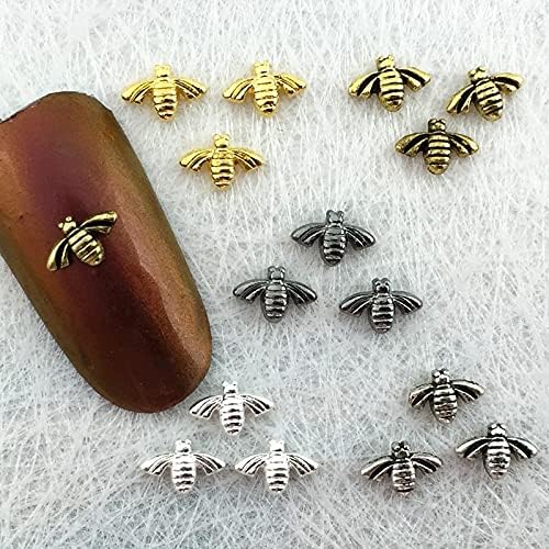 50pcs/pacote japão corea uil art alloy mini mel bee metal jewellry acessórios coleta para mulheres esmalte polonês diy -