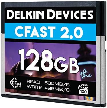 Delkin DCFSTV128 128GB Premium CFast 2.0 VPG-130 Cartão de memória, prata