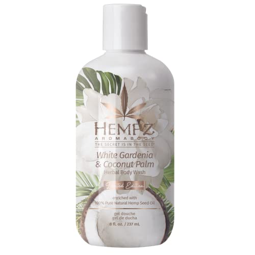 Lavagem corporal hidratante Hempz - Gardenia branca e palmeira de coco - Hidratante para pele sensível, perfumada, esfoliante