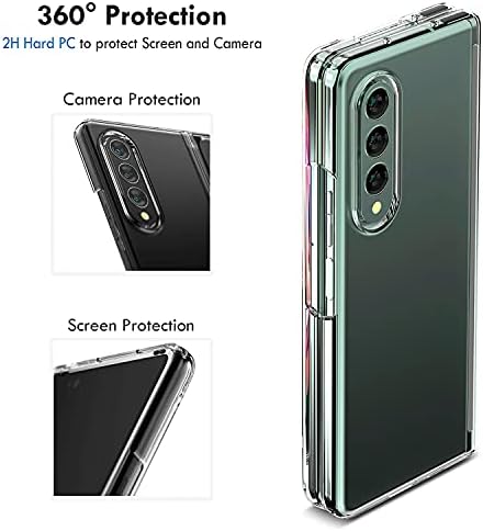 Faseer Samsung Galaxy Z Fold 3, Hard Premium Premium transparente Cristal Clear Solid PC Case Pad Tampa Proteção para