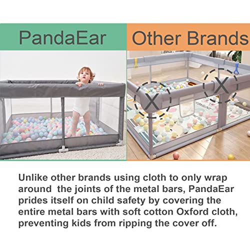 Playpen de bebê pandaear, grande playpen de bebês para crianças pequenas, pátios robustos de bebê com malha respirável suave,