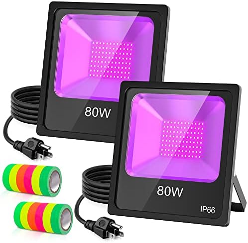 80W Black Light Glow Party, 2 pacote de luz UV Inunda