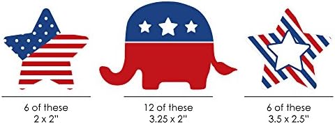 Big Dot of Happiness Election Republican - Partido Político do Partido DIY em forma de corte - 24 contagem