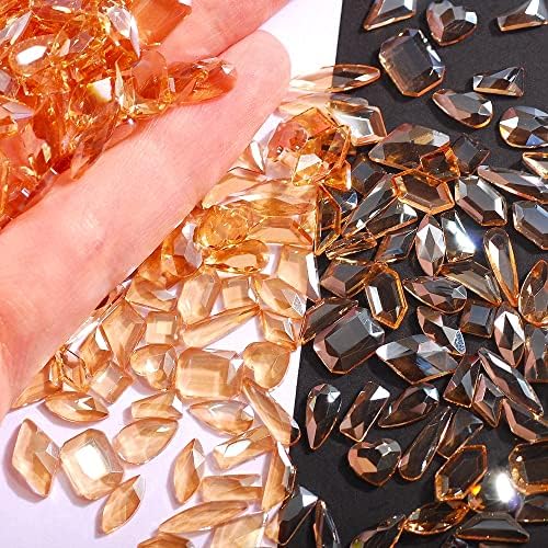 Nail Diy Diamond Stone Strass 50pcs Champagne Crystal Glass Rhinestones for 3D Nails Decorações de arte Bright Jewelry -