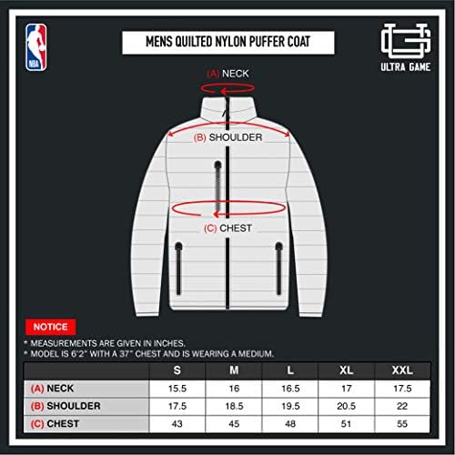 Ultra Game NBA Mens Lightweight Packable Puffer Down Jacket