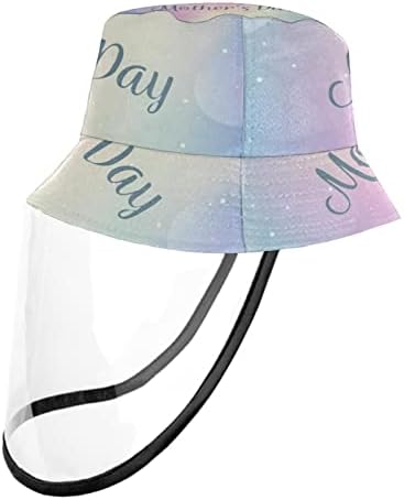 Chapéu de proteção para adultos com escudo facial, chapéu de pescador anti -sun tap, bouquet de fita do dia da mãe rosas rosa