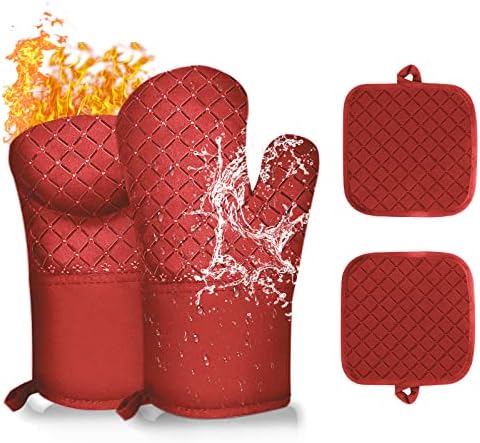 Matalhas de forno e suportes de maconha de 4pcs Conjunta 500 ° F Potões de panela para luvas de forno resistentes ao calor da