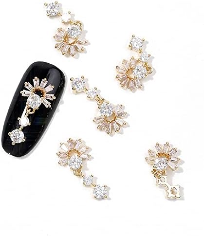 4 peças 3d metal unhas de joias decorações de unhas de cristal manicure zircão pingentes de diamante