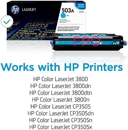 HP 503A Cartucho de toner ciano | Funciona com HP Color LaserJet 3800, CP3505 Series | Q7581A