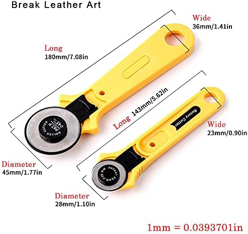Break Leather Art Cutter Rotary Professional Máquina de corte de tecido rotativo de 45 mm, com 40 lâminas de reposição ，