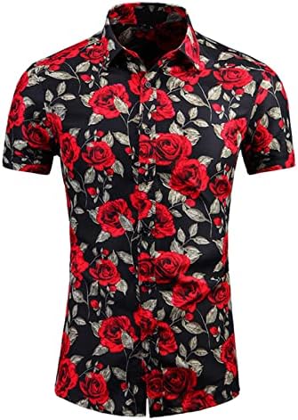 Camisas havaianas masculinas Camisa Aloha de manga curta para homens Button casual Down Down Tropical Hawaii Floral Shirt Beachparty