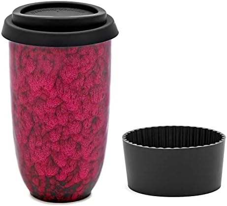 Qiuhome reutiliza xícaras de café em cerâmica xícara de café portátil para ir caneca de café com tampa de silicone