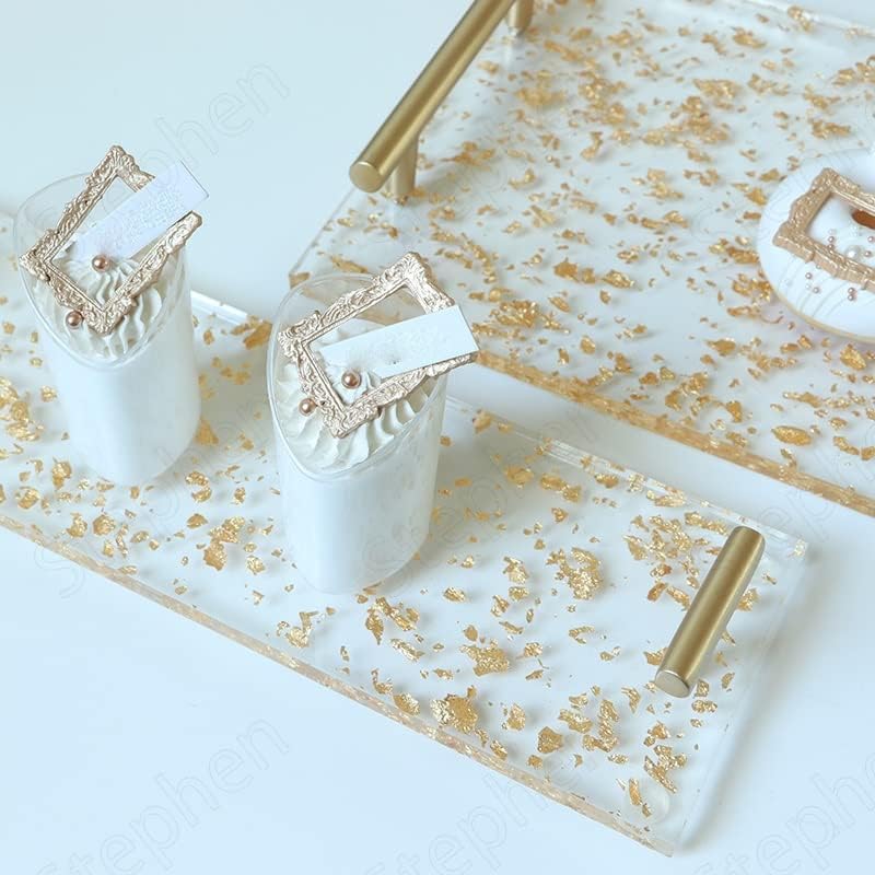 Criatividade grossa acrílica bandejas de ouro decorativo ornamentos de chá da tarde lanche bandeja bandeja de bandeja de bandeja