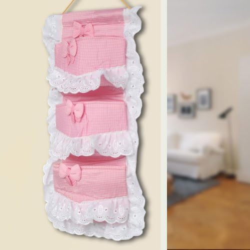 [Polka Dot & Plaid] Pink/Wall Hanging/Wall Organizadores/cestas/cestas suspensas