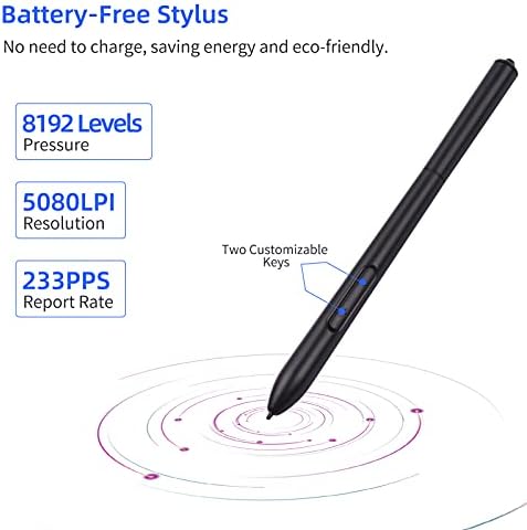 Aibesy sem bateria Stylus 8192 Níveis de pressão compatíveis com VINSA VIN1060PLUS/T608 Tablet de desenho de desenho