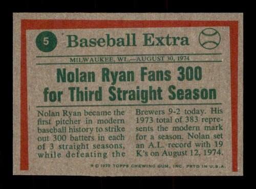 5 Nolan Ryan Hl Hof - 1975 Topps Baseball Carts classificados EXMT+ - Baseball Slabbed Rookie Cards