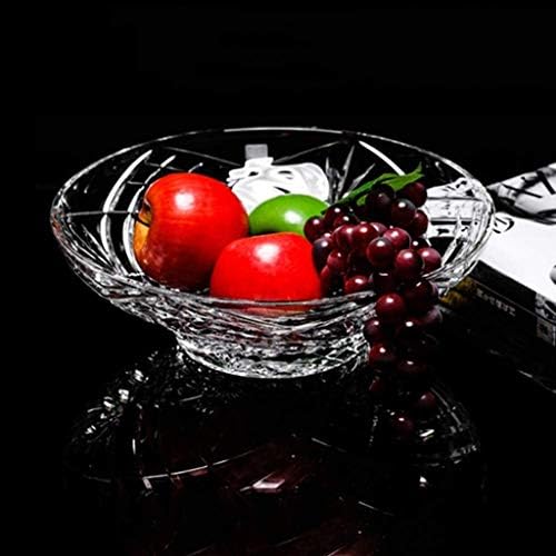 Tigela de frutas de cristal quul, peça de casamento de casamento central decorativa, prato de fundo de cristal transparente