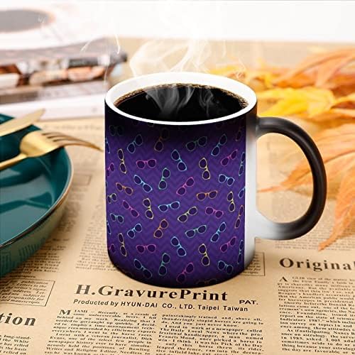 Copos de óculos Pattern sem costura1 Copa de descoloração sensível ao calor de caneca de café cerâmica com alça