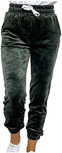 Calça de moletom para mulheres com cintura alta sólida ioga ioga atlética calça folgada calça de corrida calças de Natal