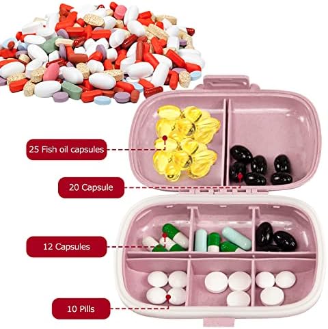 1Pack Travel Pill Organizer, 8 compartimentos capa portátil de comprimidos, caixa de comprimidos pequena para bolso de bolso