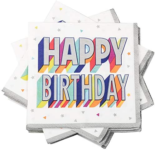 Jam papel para festas de aniversário para o almoço de almoço - 6 1/2 x 6 1/2 - confete colorido - 16 guardanapos/pacote