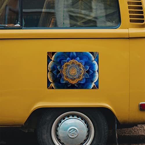 Ímã de carro de flor azul 2 pcs - ímã de carro colorido - adesivo de mandala