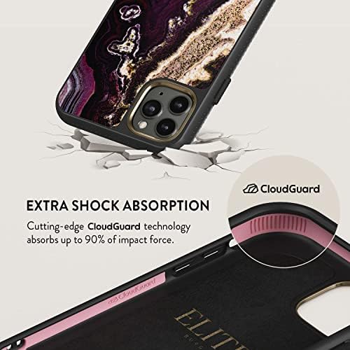 Burga elite capa de telefone compatível com iPhone 11 Pro - Purple & Gold Marble Stone - Bonito, mas resistente com CloudGuard