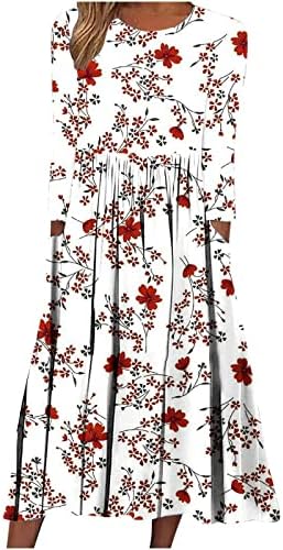 Vestidos midi nokmopo para mulheres moda casual estampa floral vestido de giro de decote em V Swort Swort Vestido maxi vestido maxi