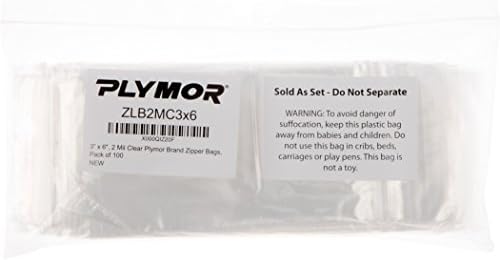 Plymor Zipper Reclosable Sacos plásticos, 2 mil, 3 x 6