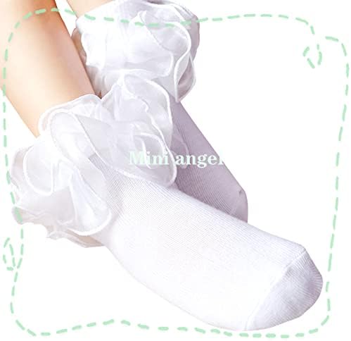 Mini Angel Girls Ruffle Meocks Double Lace Frilly Dress Socks Crianças Giram meias de punho para crianças pequenas meninas 2/3 pacote