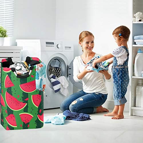 VISESUNNY Tropical Watermelon Green Peel Grande Roundry Turmer com Handle Dobrable Laundry Basket Toys and Clothing Organização para