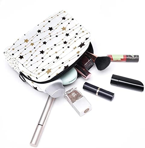 Tbouobt Makeup Bag Zipper Pouch Travel Organizador cosmético para mulheres e meninas, Moda de Estrelas Negras de Ouro