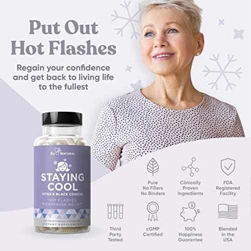 Pacote de menopausa natural da UE - Ficar fresco e florescer para ondas de calor, alívio da menopausa, probiótico feminino